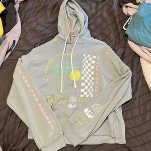 Light Teal Cropped Hoodie